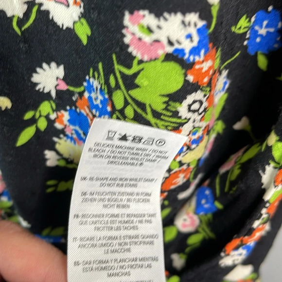 BODEN Wild Cluster Floral Print Crew Neck Fit and Flare Dress Black Swiss Dot 4 - Picture 12 of 14